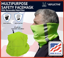 Load image into Gallery viewer, High Visibility Reflective Safety Neck Gaiter Face Mask with PM 2.5 Carbon Filter Insert Pocket