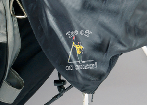 Dry Grip Rain 'R Shine Golf Towel Bag Cover with Tee Off On Cancer Logo
